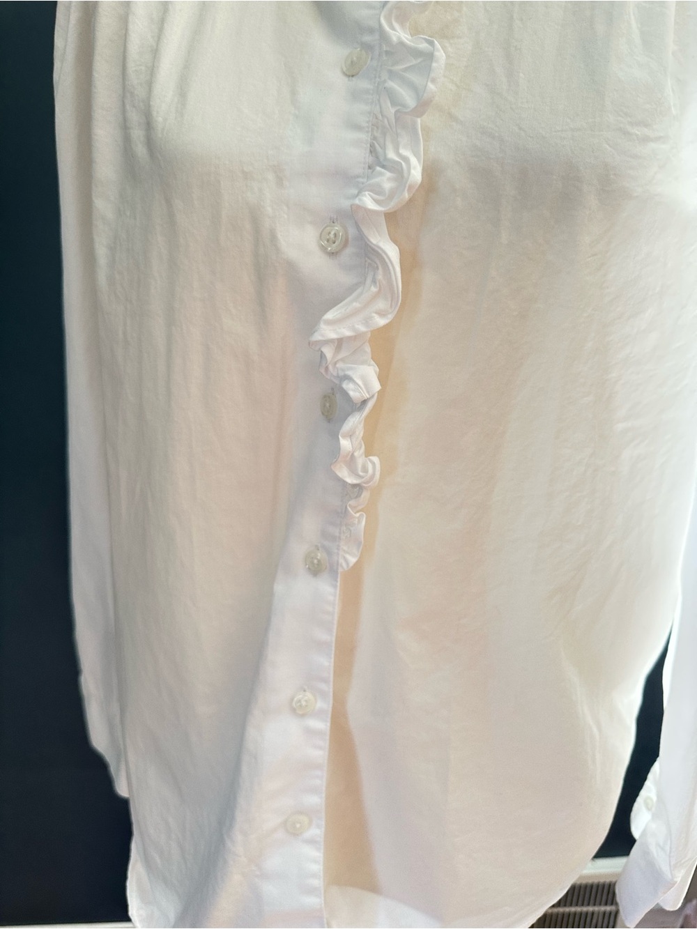 Brooks Brothers White Ruffle High Collar Button Down Shirt Size 16 Cotton - Picture 2 of 6